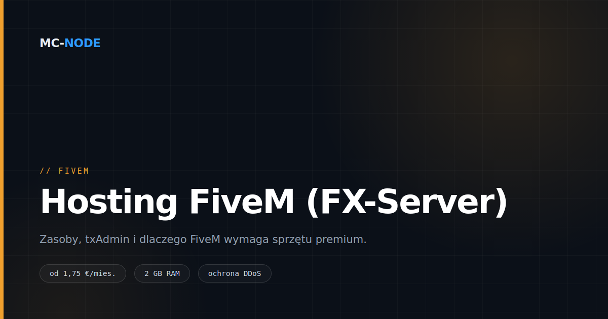 Hosting serwera FiveM: zasoby, txAdmin i znaczenie sprzętu