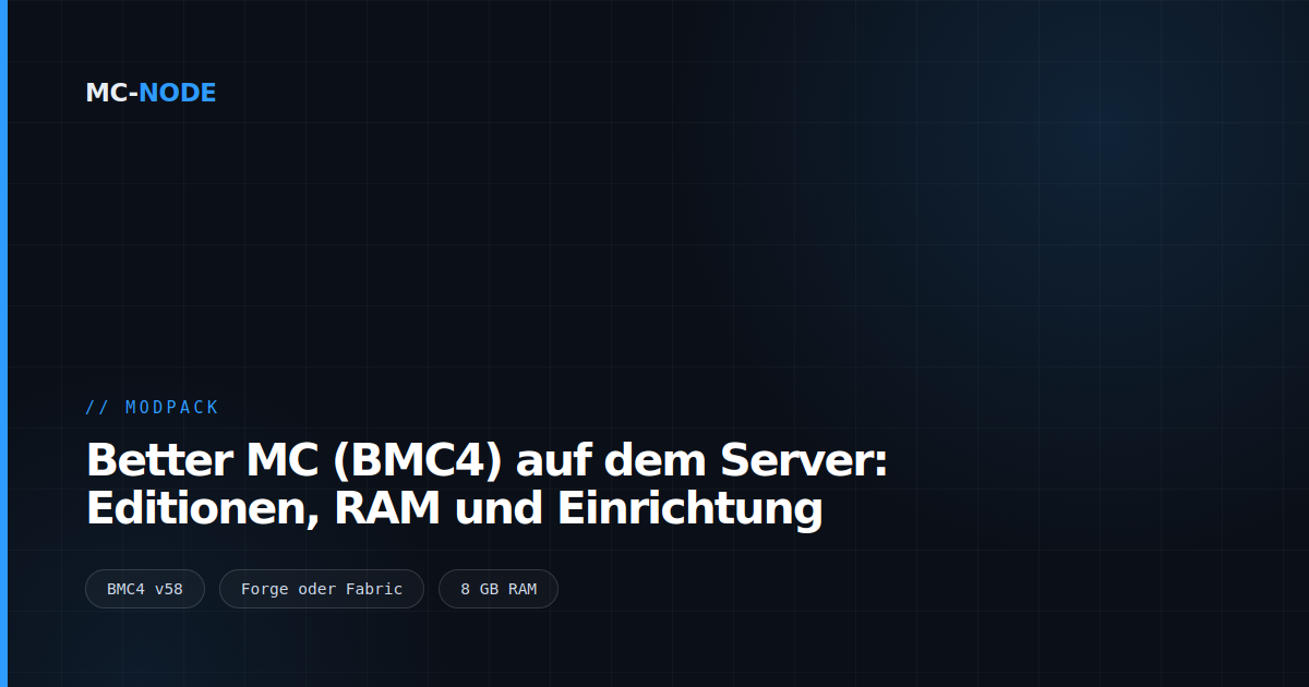 Better MC (BMC4) auf dem Server: Editionen, RAM und Einrichtung