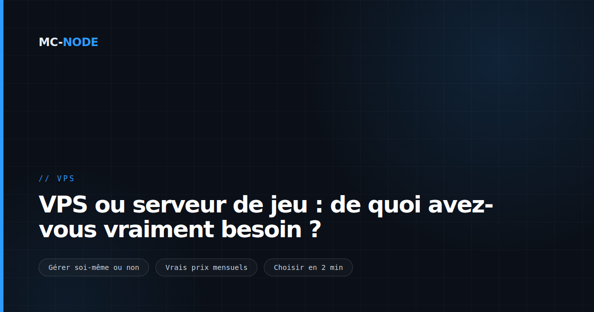 VPS ou serveur de jeu : de quoi avez-vous vraiment besoin ?