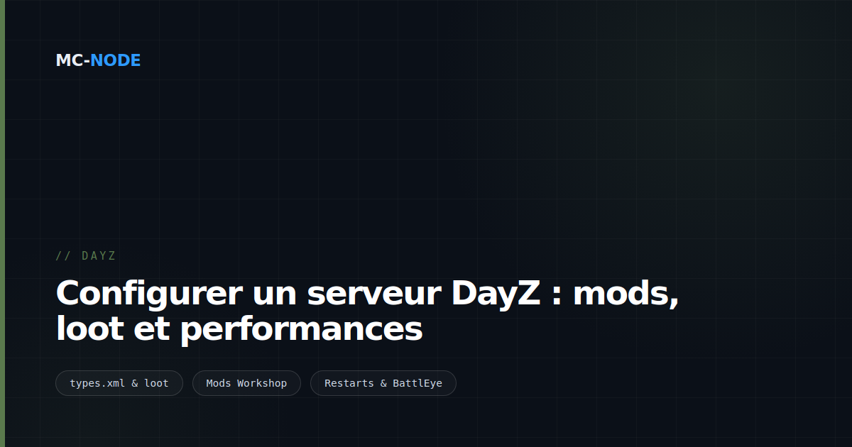 Configurer un serveur DayZ : mods, loot et performances