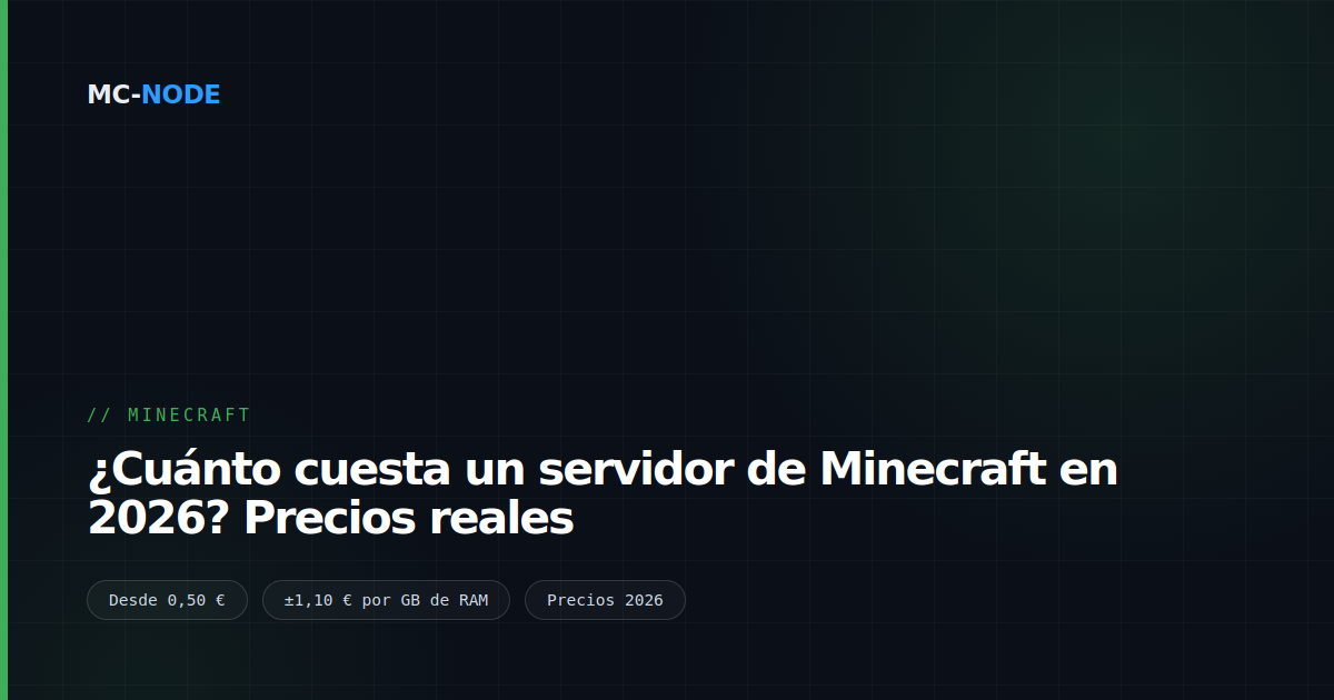 ¿Cuánto cuesta un servidor de Minecraft en 2026? Precios reales