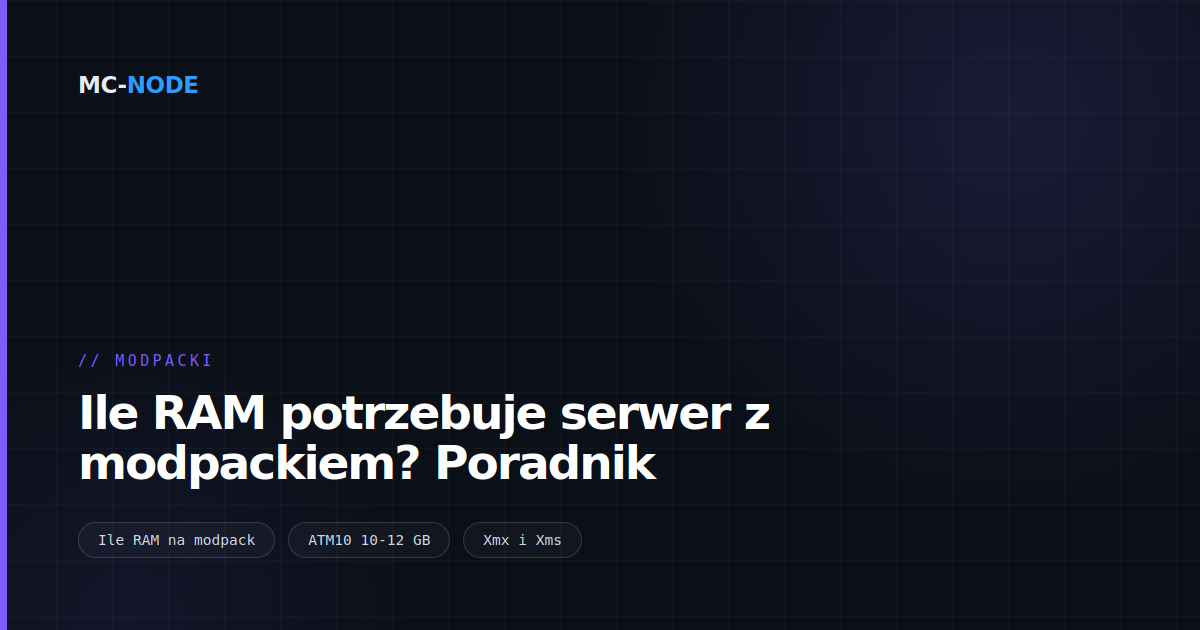 Ile RAM potrzebuje serwer z modpackiem? Poradnik