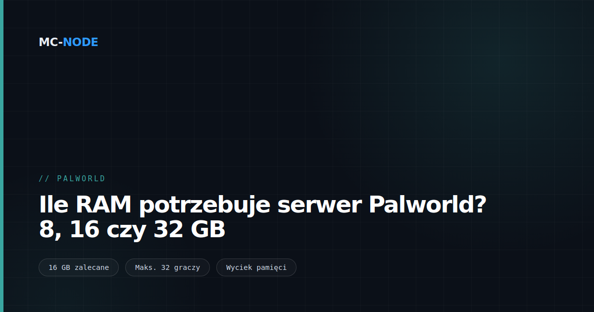 Ile RAM potrzebuje serwer Palworld? 8, 16 czy 32 GB