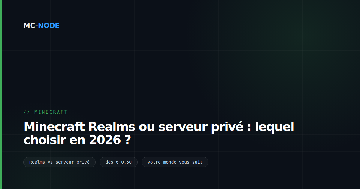 Minecraft Realms ou serveur privé : lequel choisir en 2026 ?