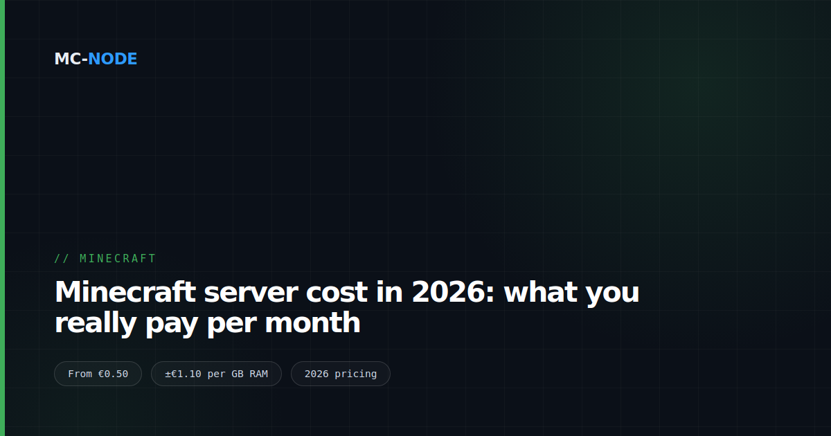 Minecraft server cost in 2026: what you really pay per month