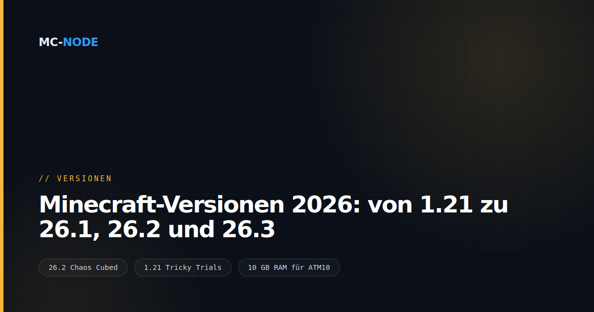 Minecraft-Versionen 2026: von 1.21 zu 26.1, 26.2 und 26.3
