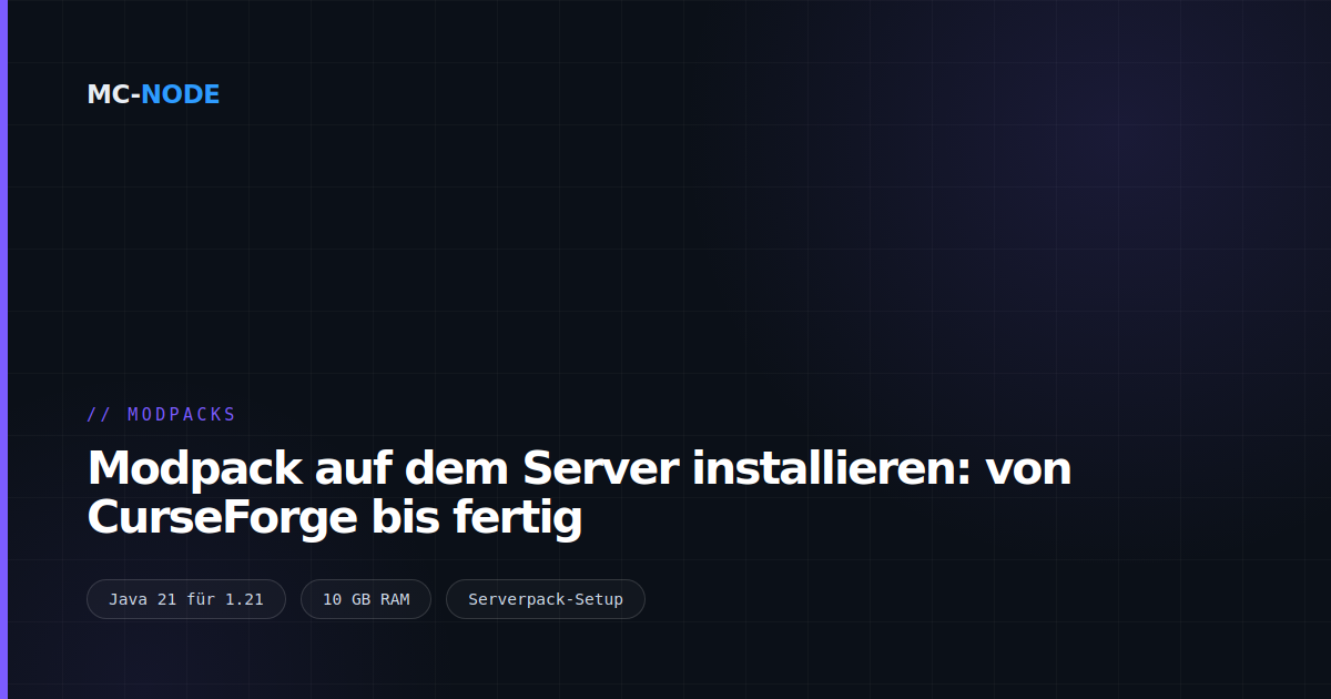 Modpack auf dem Server installieren: von CurseForge bis fertig