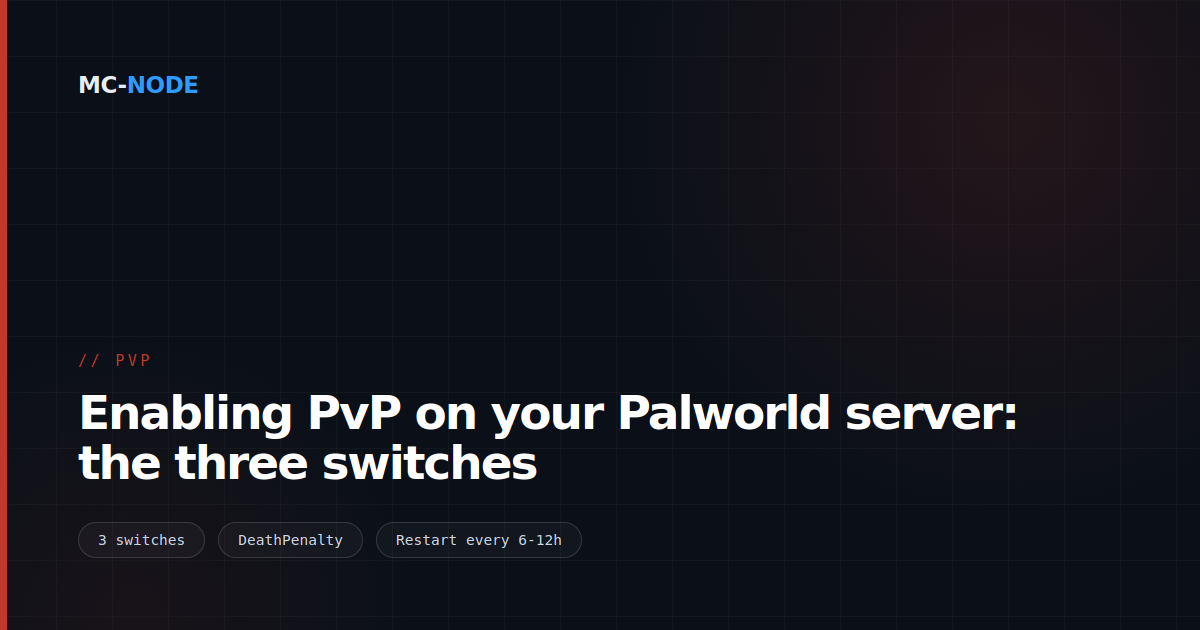 Enabling PvP on your Palworld server: the three switches