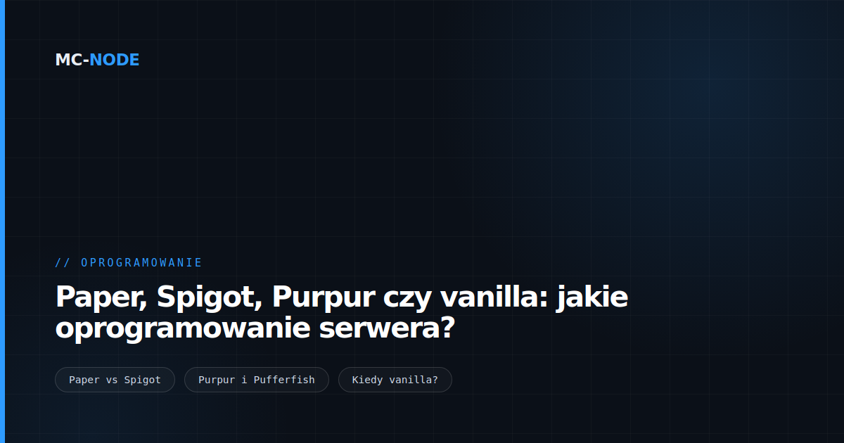 Paper, Spigot, Purpur czy vanilla: jakie oprogramowanie serwera?