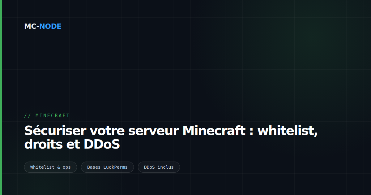 Sécuriser votre serveur Minecraft : whitelist, droits et DDoS