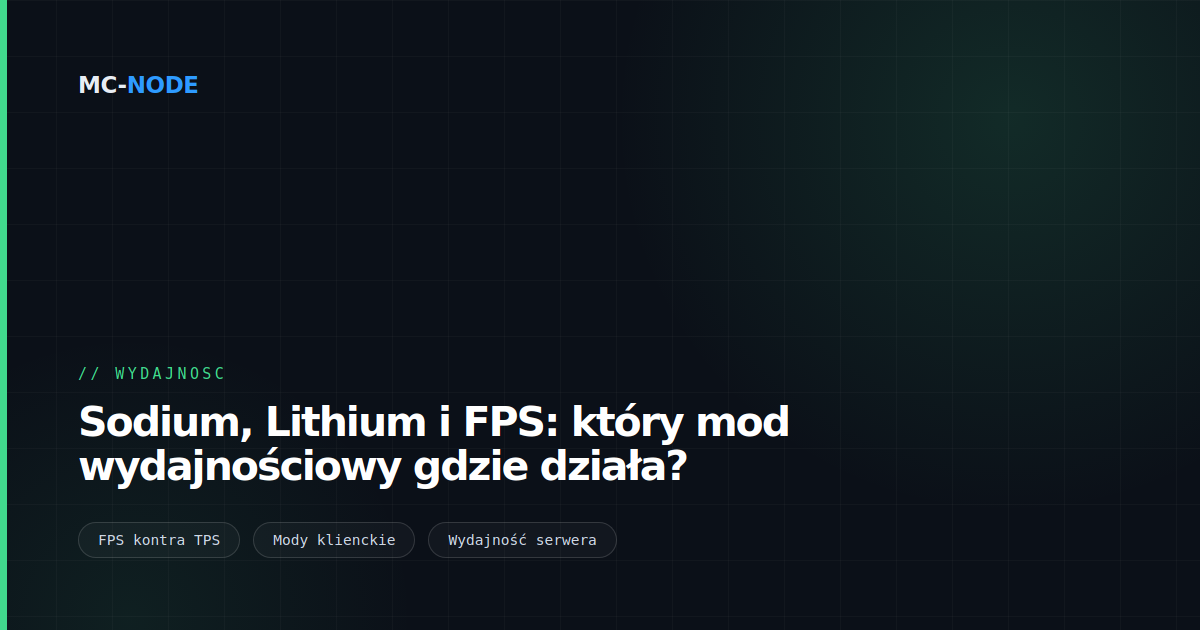 Sodium, Lithium i FPS: który mod wydajnościowy gdzie działa?
