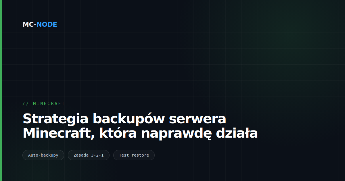 Strategia backupów serwera Minecraft, która naprawdę działa