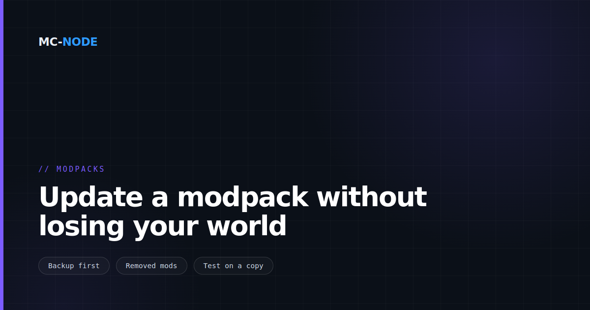 Update a modpack without losing your world