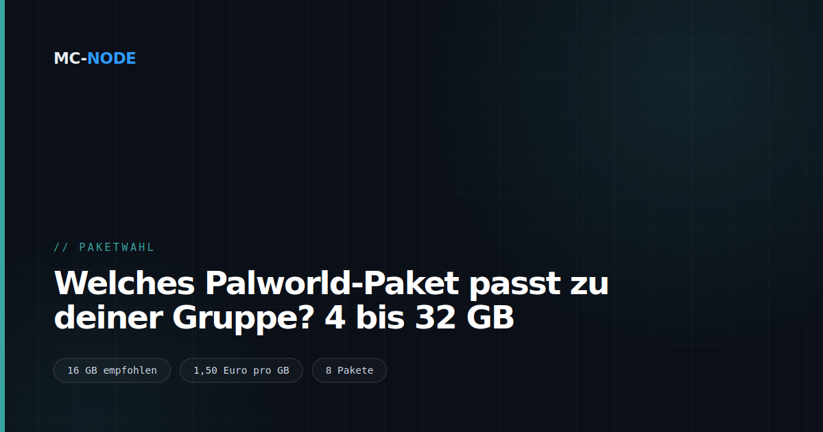 Welches Palworld-Paket passt zu deiner Gruppe? 4 bis 32 GB