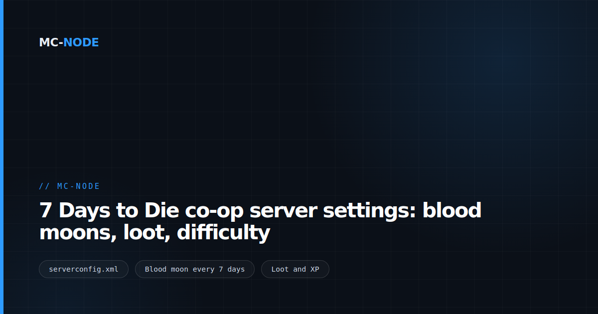 7 Days to Die co-op server settings: blood moons, loot, difficulty