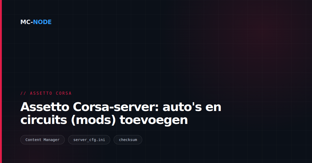 Assetto Corsa-server: auto's en circuits (mods) toevoegen