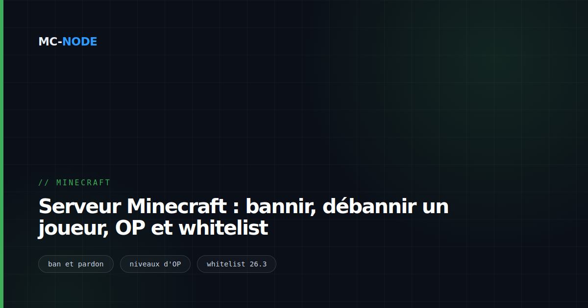 Serveur Minecraft : bannir, débannir un joueur, OP et whitelist