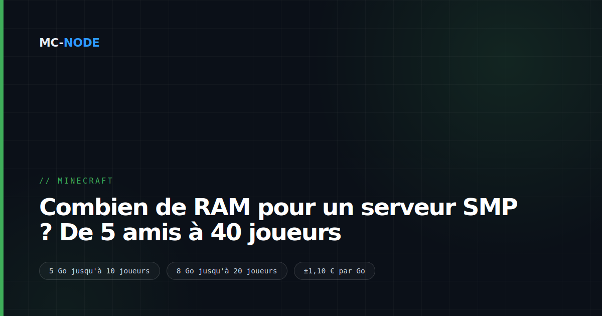 Combien de RAM pour un serveur SMP ? De 5 amis à 40 joueurs