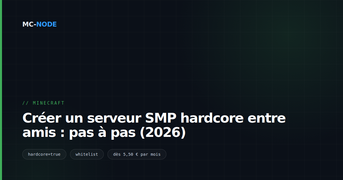 Créer un serveur SMP hardcore entre amis : pas à pas (2026)