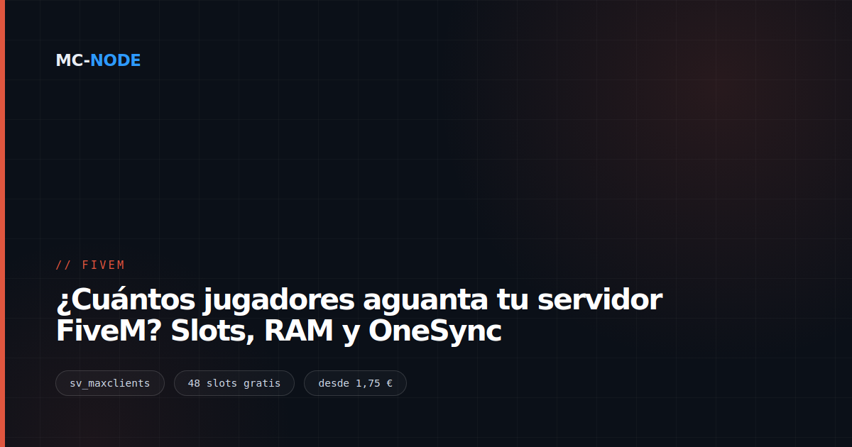 ¿Cuántos jugadores aguanta tu servidor FiveM? Slots, RAM y OneSync