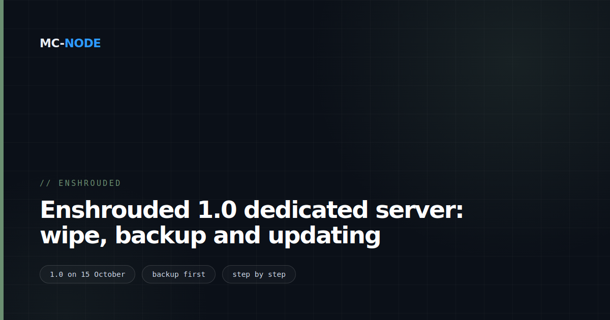 Enshrouded 1.0 dedicated server: wipe, backup and updating