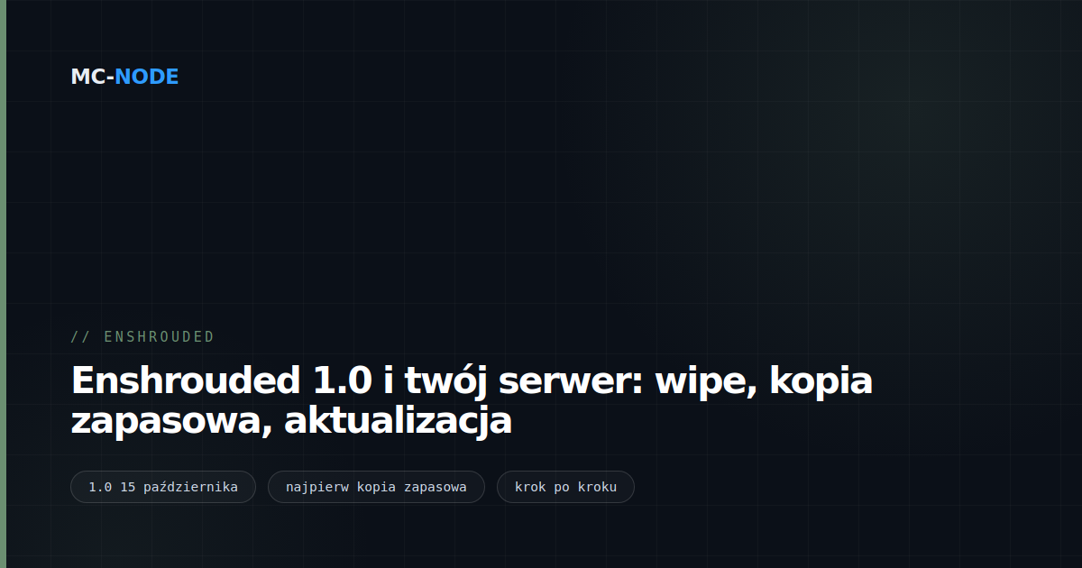 Enshrouded 1.0 i twój serwer: wipe, kopia zapasowa, aktualizacja