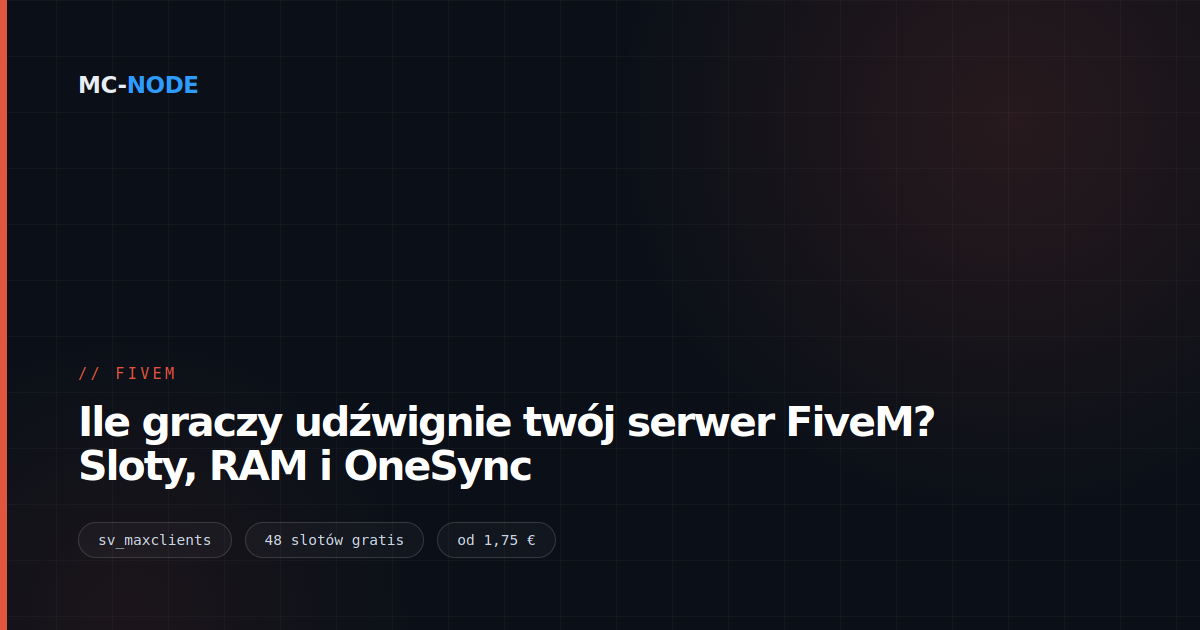 Ile graczy udźwignie twój serwer FiveM? Sloty, RAM i OneSync