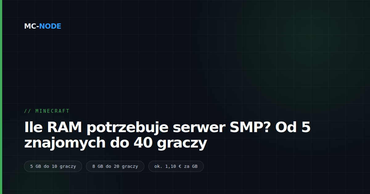 Ile RAM potrzebuje serwer SMP? Od 5 znajomych do 40 graczy