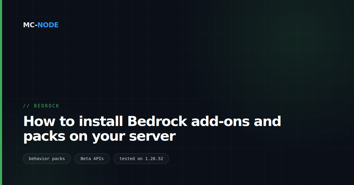 How to install Bedrock add-ons and packs on your server