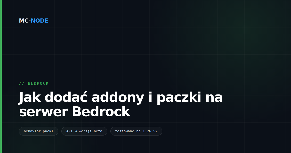 Jak dodać addony i paczki na serwer Bedrock