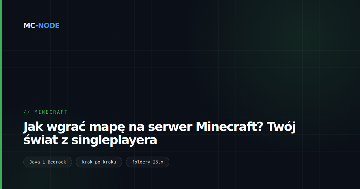 Jak wgrać mapę na serwer Minecraft? Twój świat z singleplayera