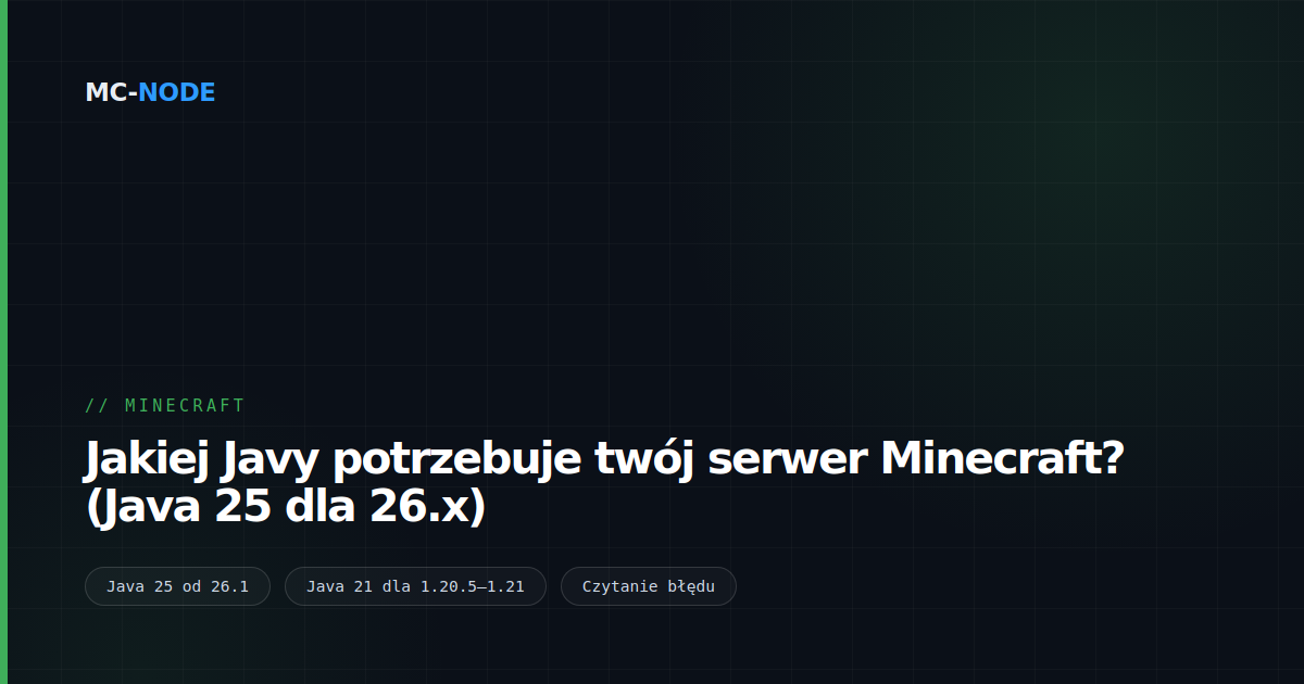 Jakiej Javy potrzebuje twój serwer Minecraft? (Java 25 dla 26.x)