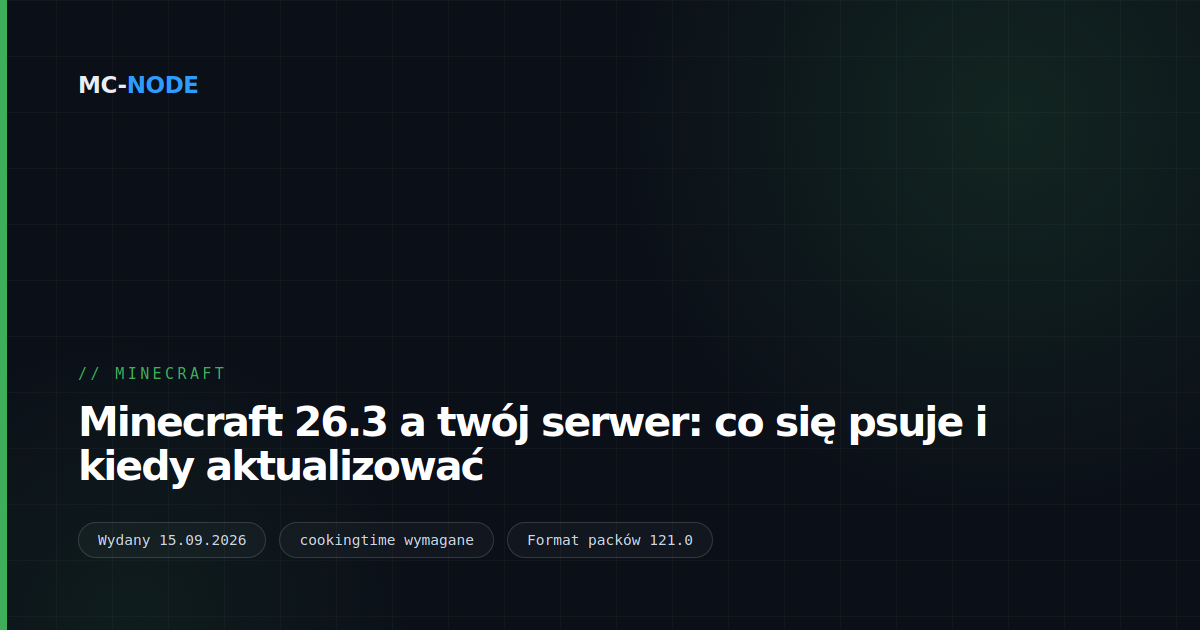Minecraft 26.3 a twój serwer: co się psuje i kiedy aktualizować