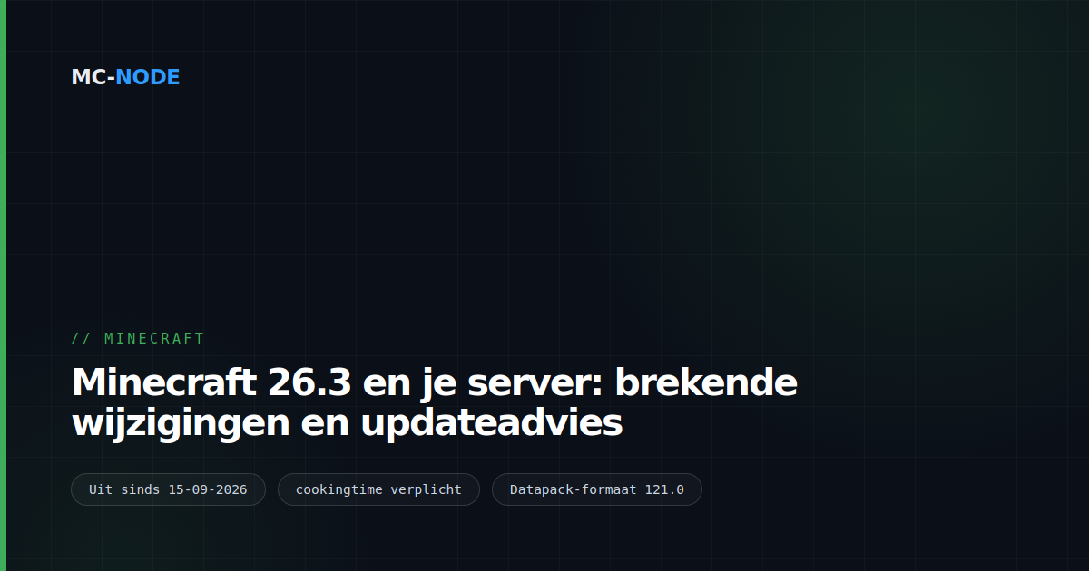 Minecraft 26.3 en je server: brekende wijzigingen en updateadvies