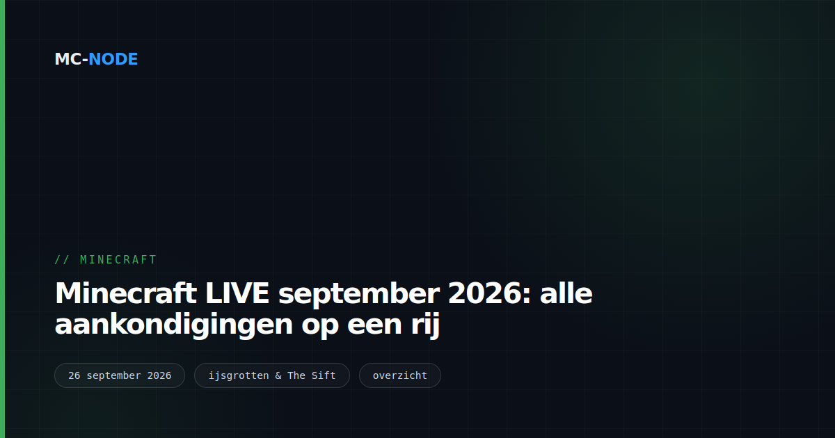 Minecraft LIVE september 2026: alle aankondigingen op een rij