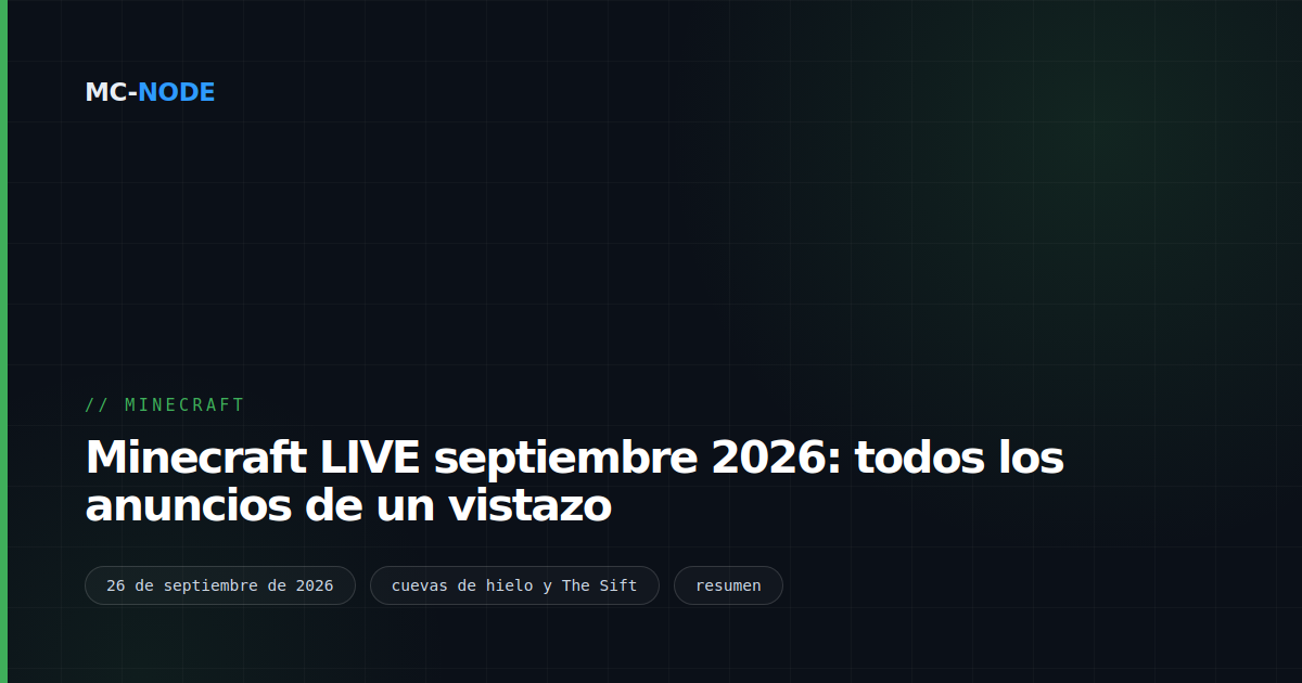 Minecraft LIVE septiembre 2026: todos los anuncios de un vistazo