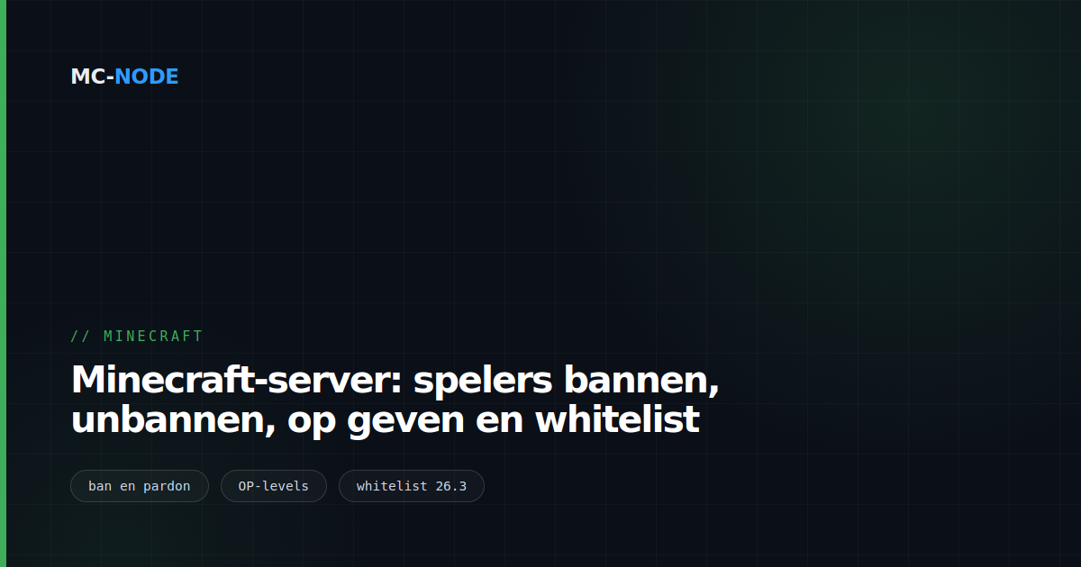 Minecraft-server: spelers bannen, unbannen, op geven en whitelist