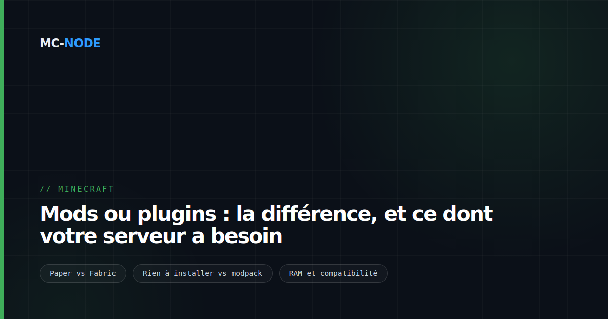 Mods ou plugins : la différence, et ce dont votre serveur a besoin