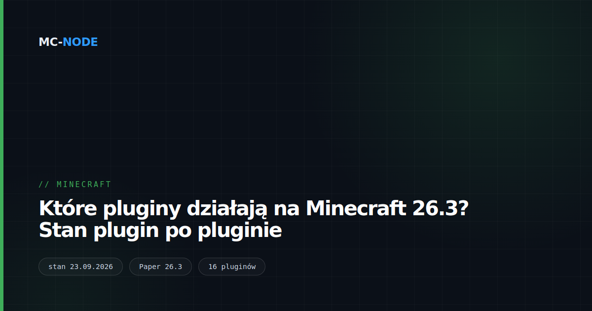 Które pluginy działają na Minecraft 26.3? Stan plugin po pluginie