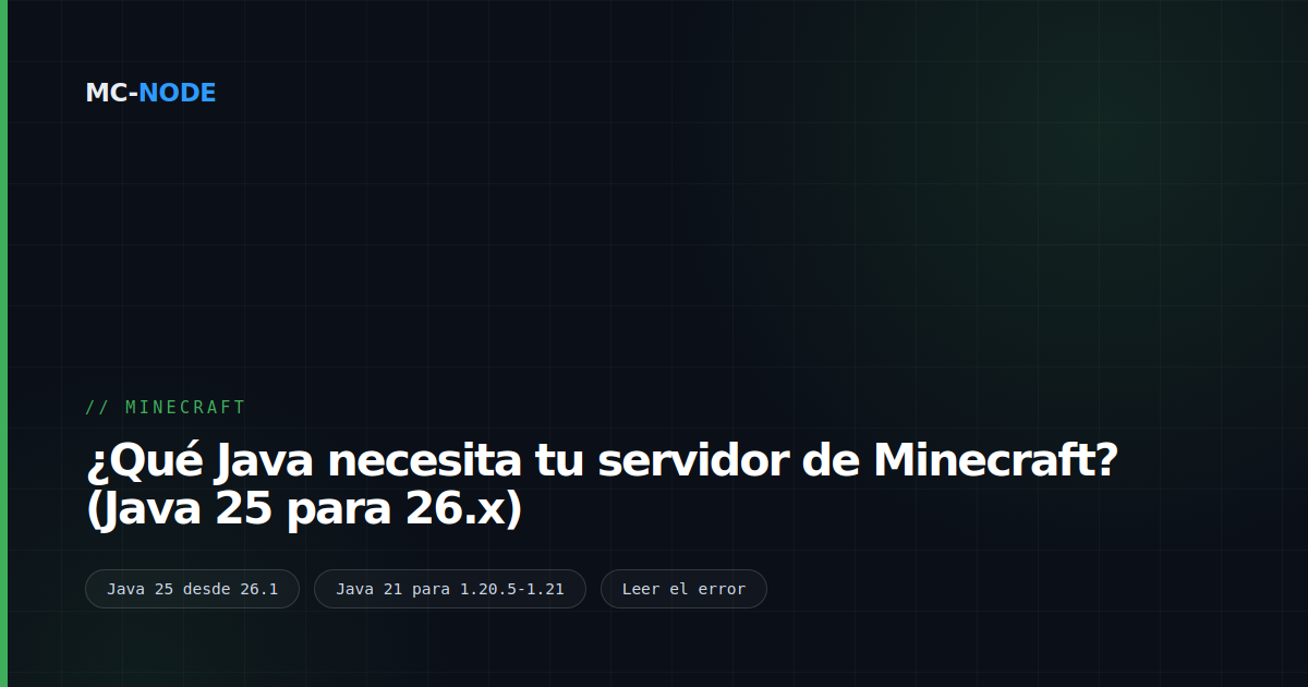 ¿Qué Java necesita tu servidor de Minecraft? (Java 25 para 26.x)