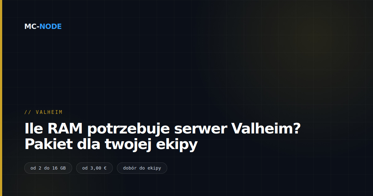 Ile RAM potrzebuje serwer Valheim? Pakiet dla twojej ekipy