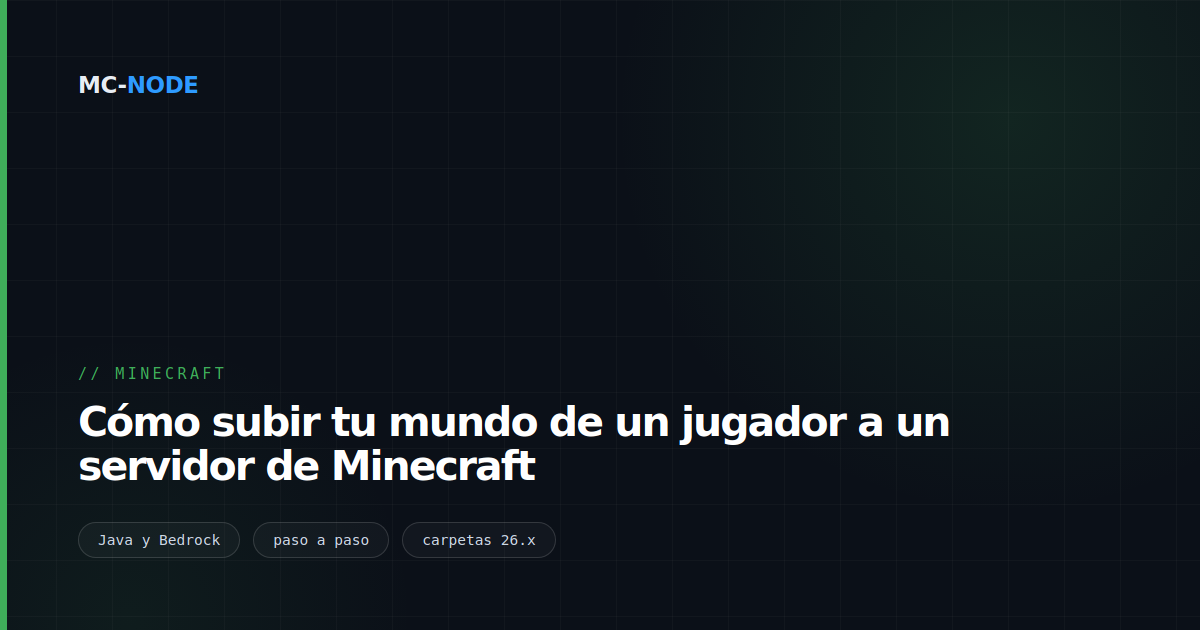 Cómo subir tu mundo de un jugador a un servidor de Minecraft