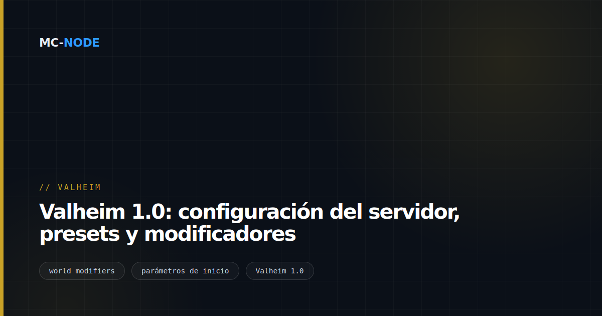 Valheim 1.0: configuración del servidor, presets y modificadores