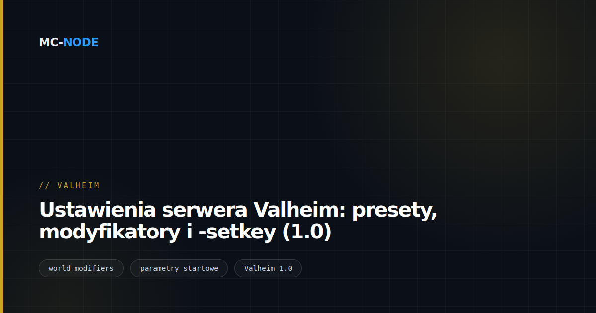 Ustawienia serwera Valheim: presety, modyfikatory i -setkey (1.0)