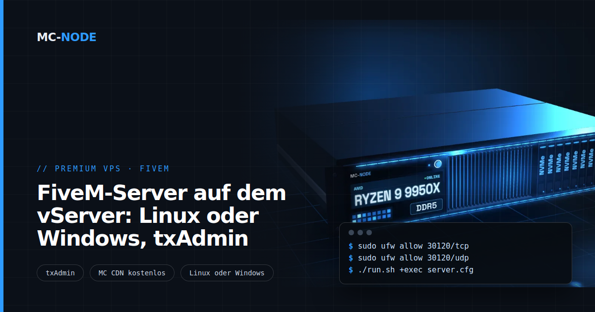 FiveM-Server auf dem vServer: Linux oder Windows, txAdmin