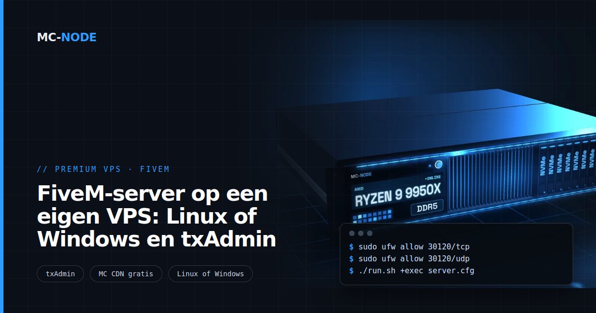 FiveM-server op een eigen VPS: Linux of Windows en txAdmin