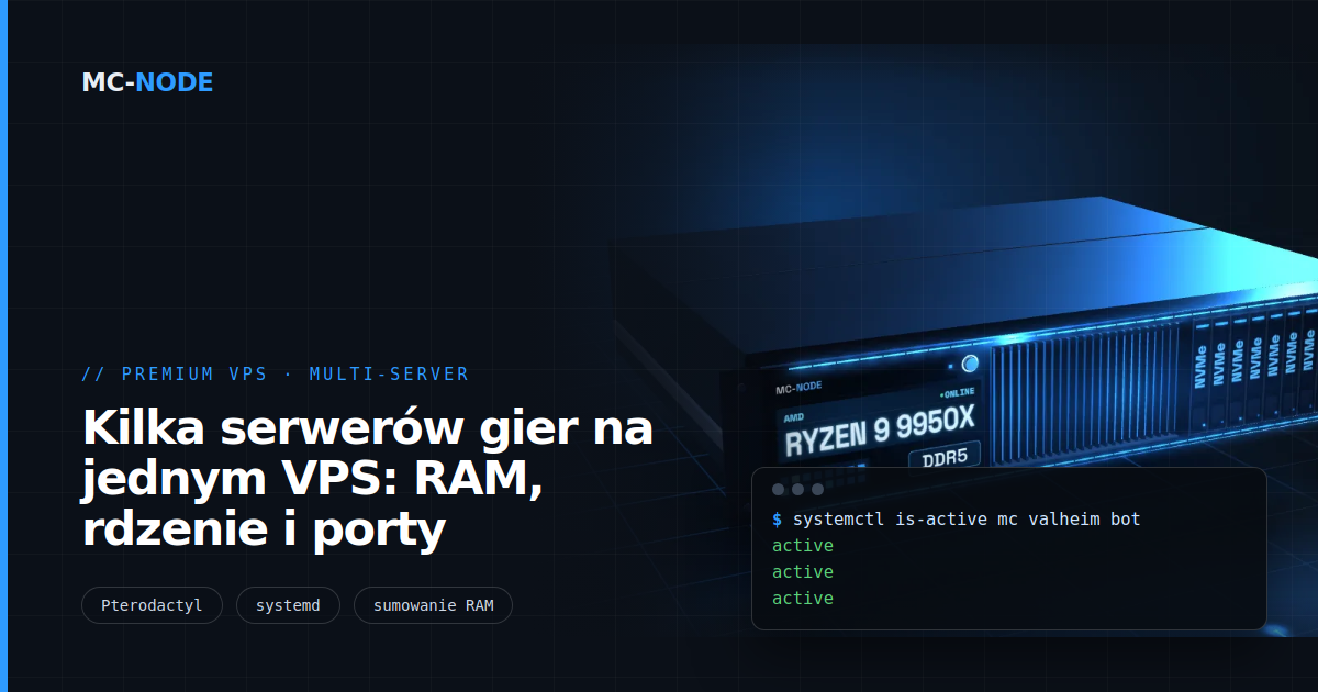 Kilka serwerów gier na jednym VPS: RAM, rdzenie i porty