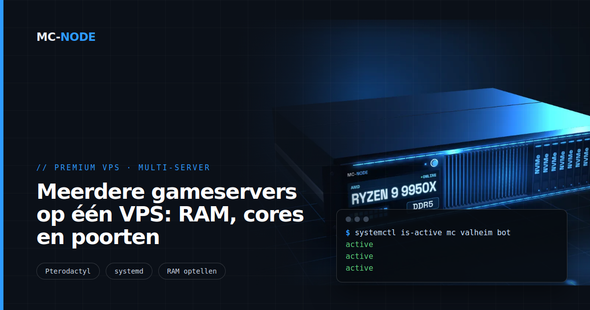 Meerdere gameservers op één VPS: RAM, cores en poorten