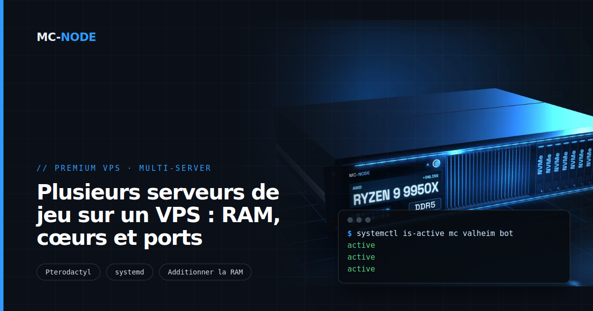 Plusieurs serveurs de jeu sur un VPS : RAM, cœurs et ports