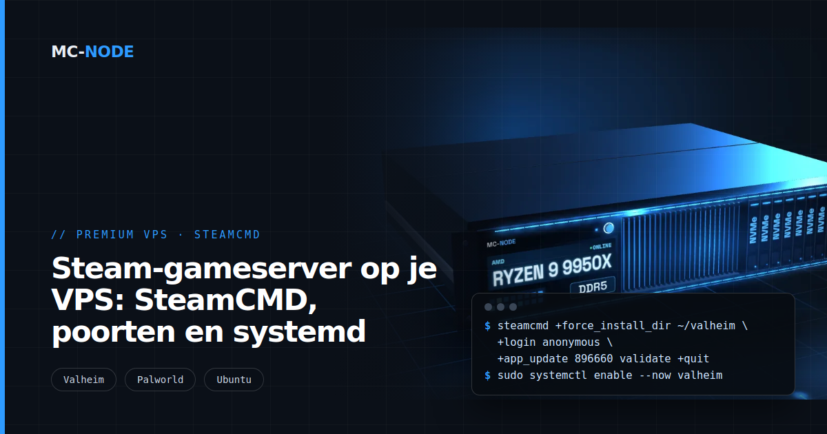 Steam-gameserver op je VPS: SteamCMD, poorten en systemd
